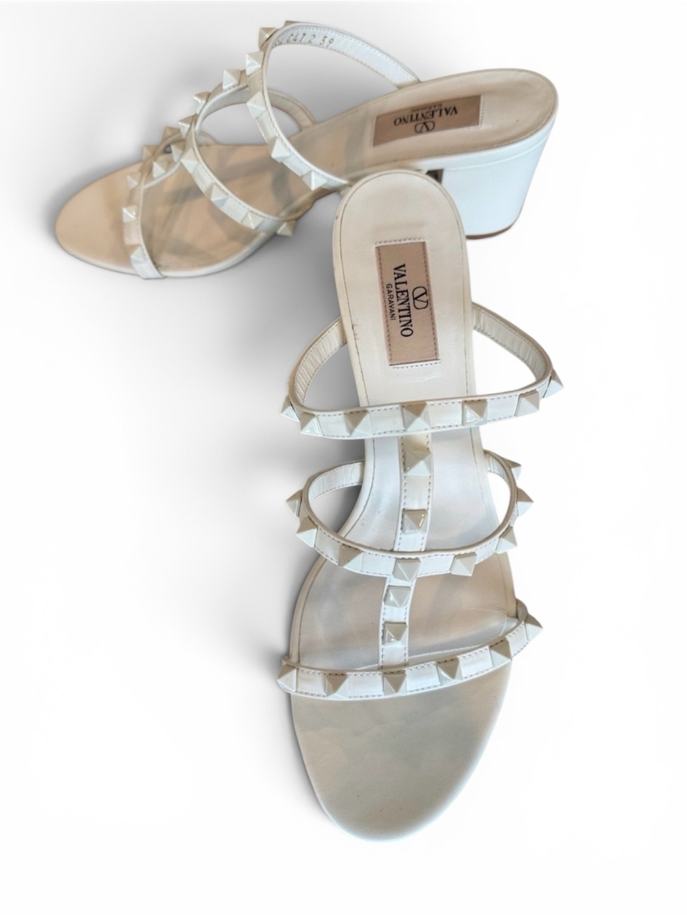 Valentino Garavani White Rockstud Multi-Strap Slide Sandals